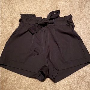 Black Paperbag Waist Shorts (Small)